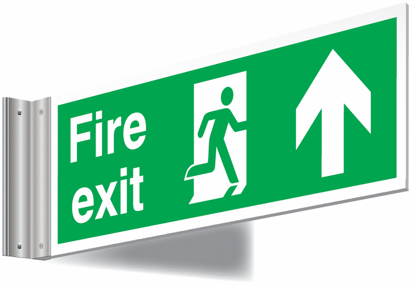 Fire Exit Running Man/Arrow Up Corridor Sign