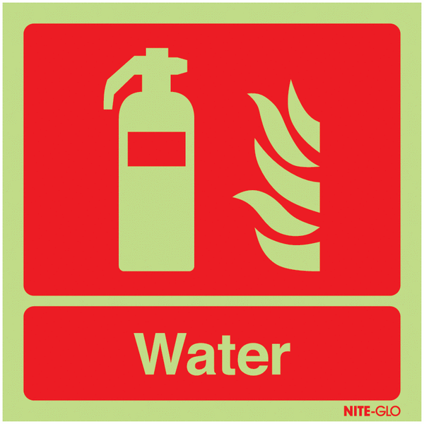 Nite-Glo Photoluminescent Water Fire Extinguisher Signs