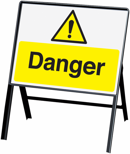 Danger Stanchion PVC Hazard Signs Symbol/Text - Single