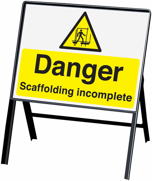 Danger Scaffolding Incomplete Stanchion Sign