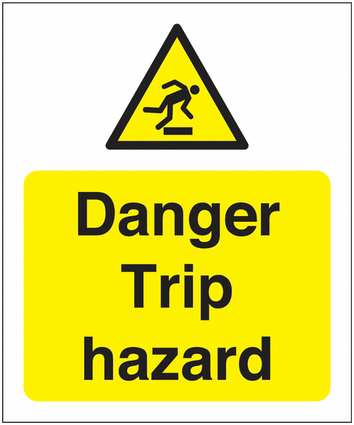 Danger Trip Hazard ISO 7010 Symbol & Text Signs - Single