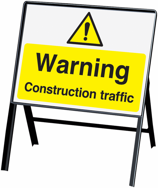 Warning Construction Traffic Stanchion Symbol/Text Signs