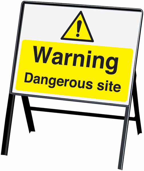 Warning Dangerous Site Stanchion PVC Signs - Single