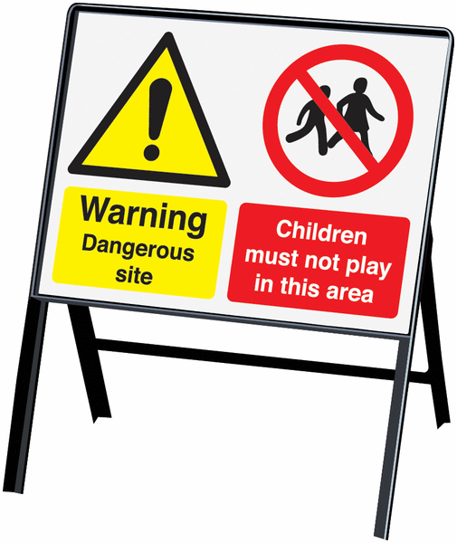 Dangerous Site Children Must Not Play Stanchion Sign