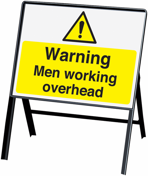 Warning Men Working Overhead Stanchion Sign