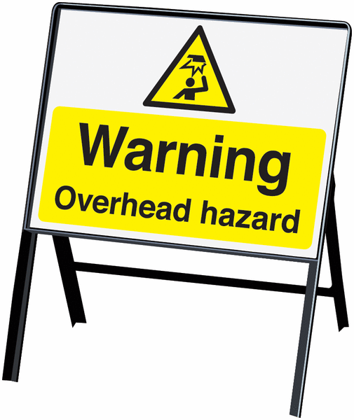 Warning Overhead Hazard Stanchion PVC Hazard Signs