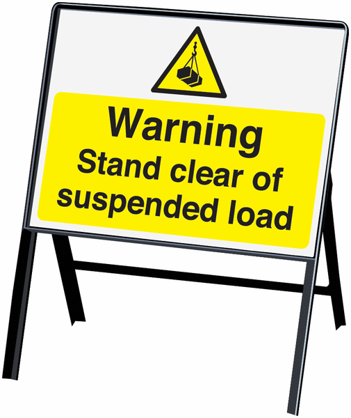 Warning Stand Clear Of Suspended Load Stanchion Signs