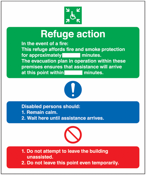 Evacuation For Disabled People Multi-Message Sign
