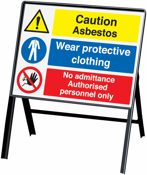 Asbestos/Wear Protective Clothing Stanchion Sign