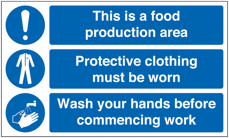 Food Area/Protective Clothing/Wash Hands Signs