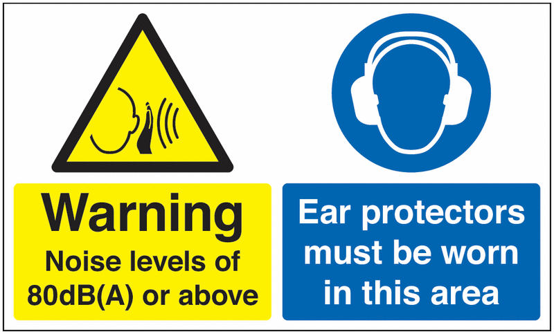 80Db Noise Warning/Ear Protectors Multi-Message Signs