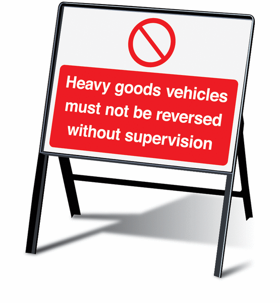 Heavy Goods Vehicles/No Reversing Stanchion Sign