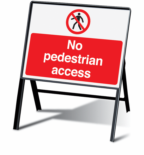No Pedestrian Access Stanchion Sign