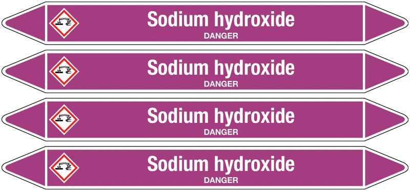 Sodium Hydroxide - European Linerless Pipemarkers