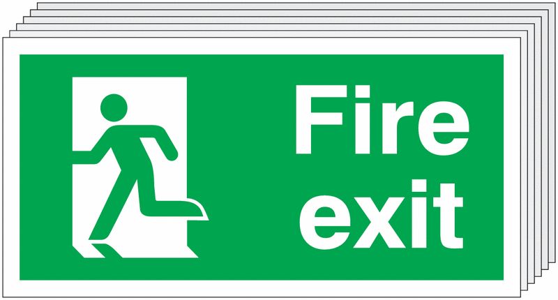6-Pack Fire Exit Running Man Left Signs