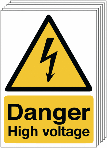6-Pack Danger High Voltage Signs
