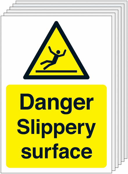 6-Pack Danger Slippery Surface Signs