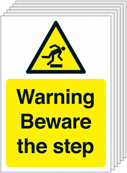 6-Pack Warning Beware of Step Signs