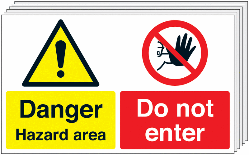 6-Pack Danger Hazard Area/Do Not Enter Signs