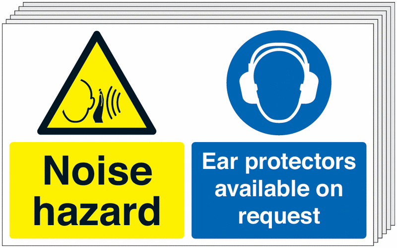 6-Pack Noise Hazard/Ear Protectors Available Signs