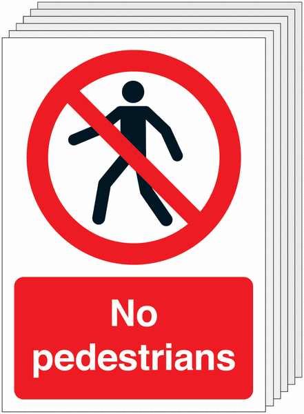 6-Pack No Pedestrians Signs