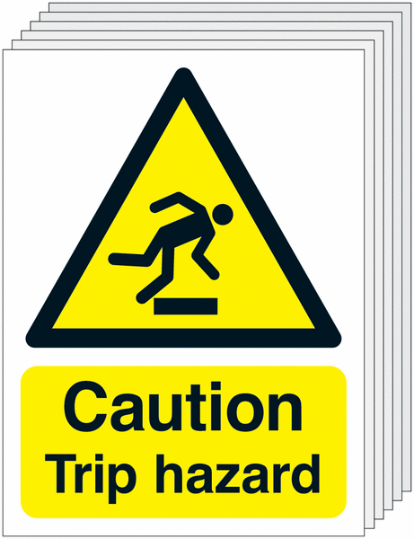 6-Pack Caution Trip Hazard Signs
