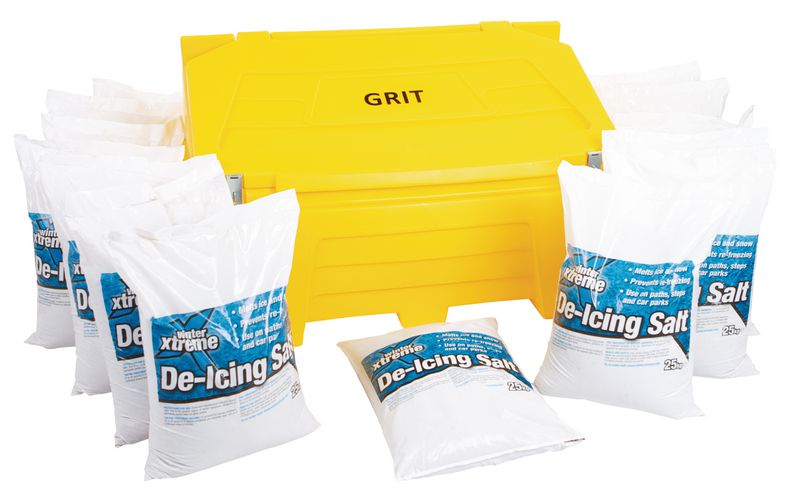 16 x 25kg De-Icing Salt Bags & 400 Litre Grit Bin Kit
