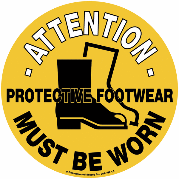 Floor Graphic Markers - Attention Protective Footwear Must Be Worn