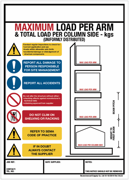 Maximum Load Per Arm Notice
