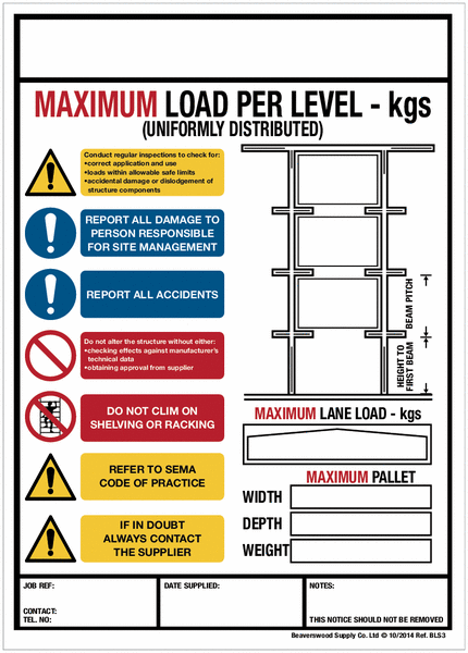 Maximum Load Per Level Notice