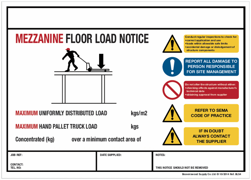 Mezzanine Floor Load Notice
