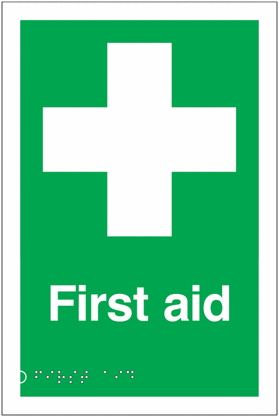 First Aid - Tactile & Braille Safety Sign