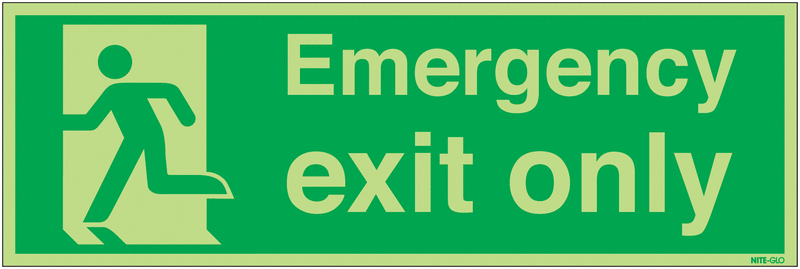 Nite-Glo Photoluminescent Emergency Exit Only Signs