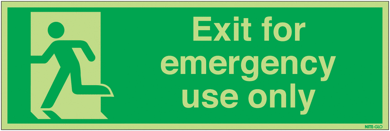 Nite-Glo Exit For Emergency Use Only/Man Left Signs