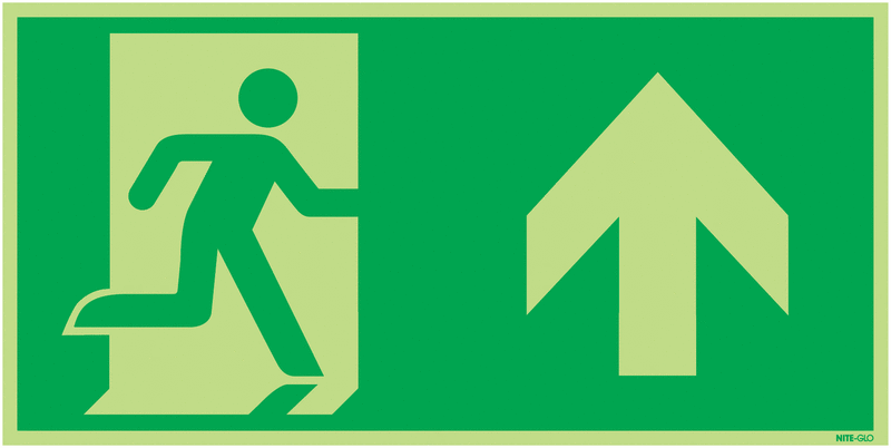 Nite-Glo Fire Exit Man Right Symbol/Arrow Up Signs