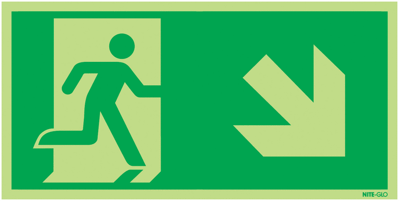 Nite-Glo Running Man/Arrow Right & Down Diagonal Signs
