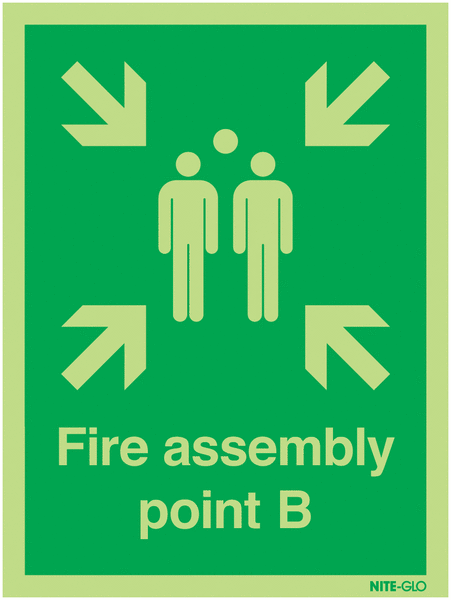 Nite-Glo Photoluminescent Fire Assembly Point B Signs