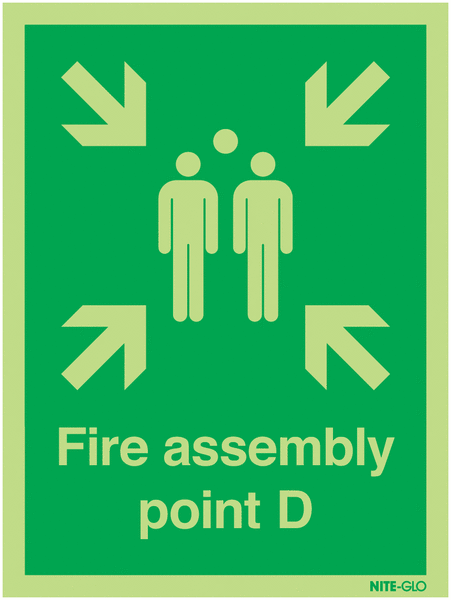 Nite-Glo Photoluminescent Fire Assembly Point D Signs