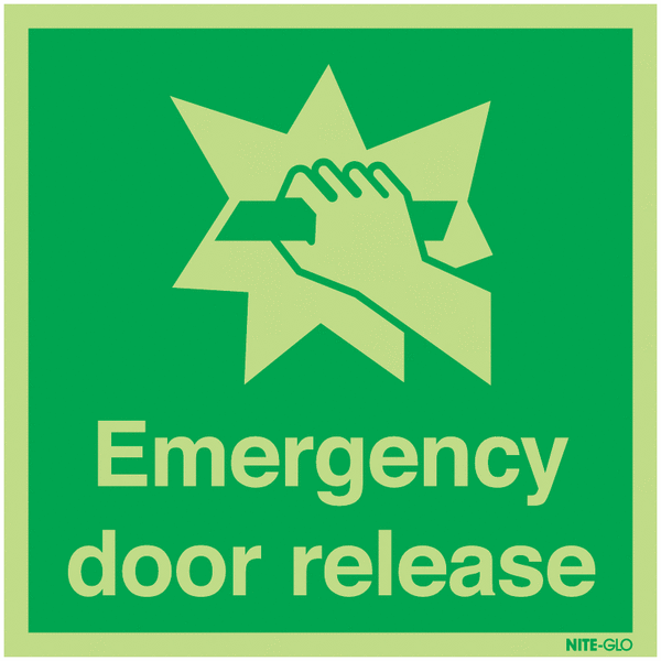Nite-Glo Photoluminescent Emergency Door Release Sign