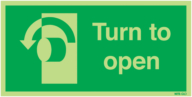 Nite-Glo Turn To Open (Anti-Clockwise) Signs