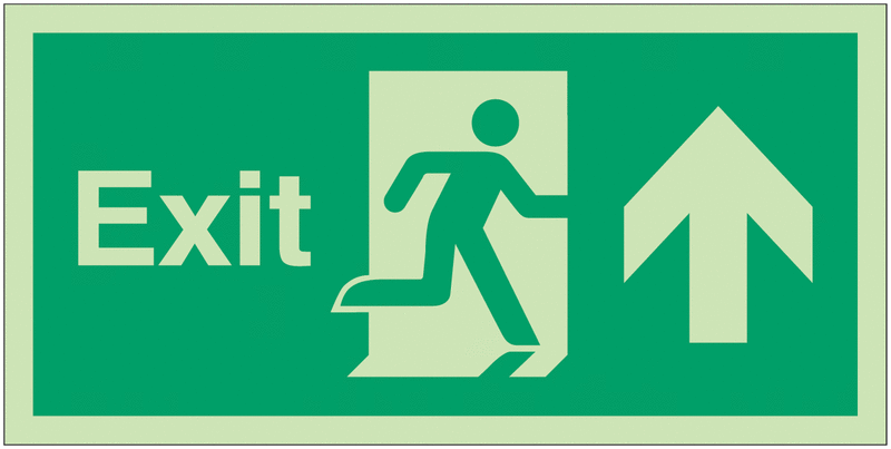 Nite-Glo Fire Exit Man Right/Arrow Up Signs
