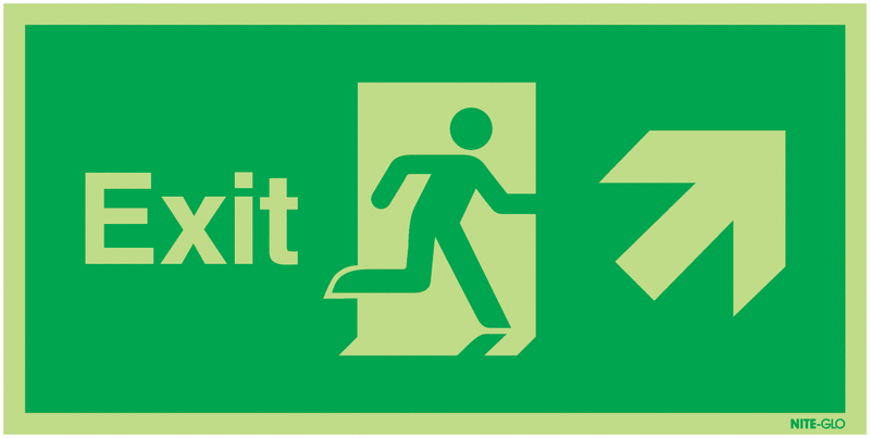 Nite-Glo Fire Exit Man Right/Diagonal Arrow Up Signs