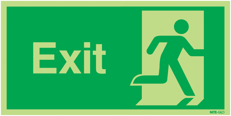 Nite-Glo Photoluminescent Exit Running Man Right Signs