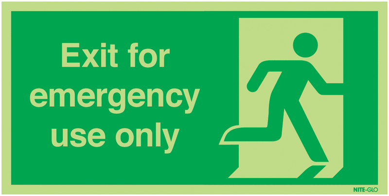 Nite-Glo Exit For Emergency Use Only/Man Right Signs
