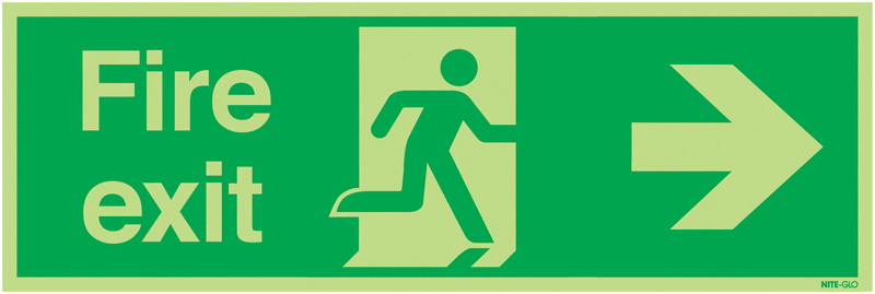 Nite-Glo Fire Exit Running Man & Arrow Right Signs