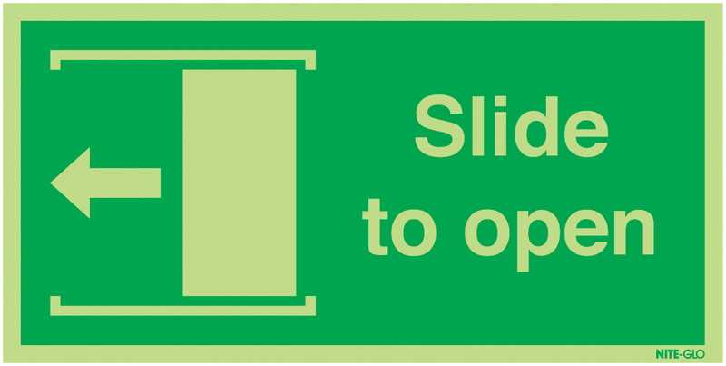 Nite-Glo Slide To Open (Arrow Left) Signs