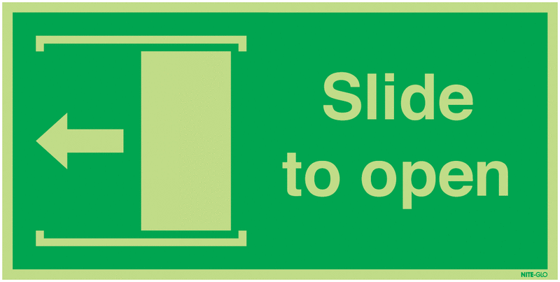 Nite-Glo Slide To Open (Arrow Left) Signs