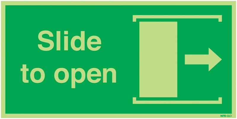 Nite-Glo Slide To Open (Arrow Right) Signs