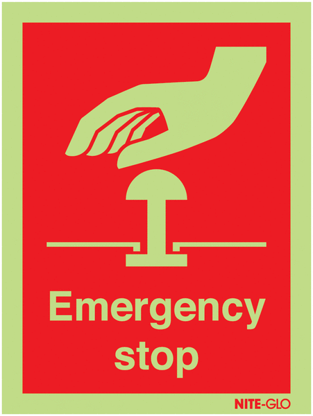 Nite-Glo Photoluminescent Emergency Stop Signs