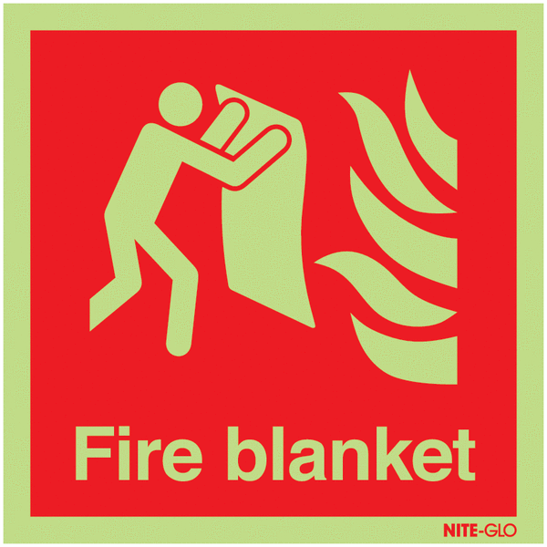 Nite-Glo Photoluminescent Fire Blanket Signs